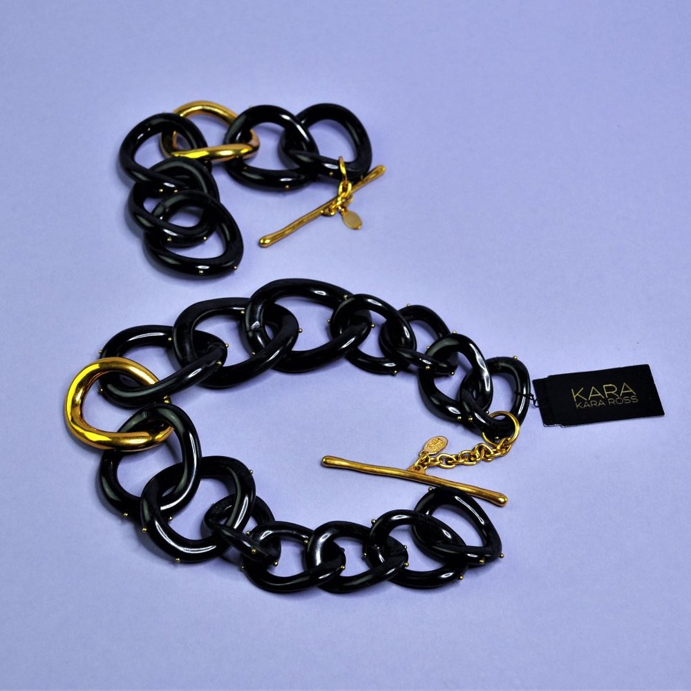 Kara Ross Oval Link Statement Necklace & Bracelet Set - RARE